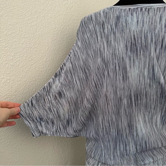 Reiss Sabra SPACEDYE Knitted Blouson GREY BLUE 3/4 batwing Sleeve Dress Size 6 - Picture 6 of 14